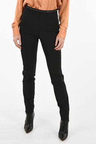 High-Rise Slim Fit Pants with logoed Band