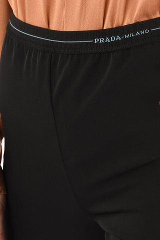 High-Rise Slim Fit Pants with logoed Band