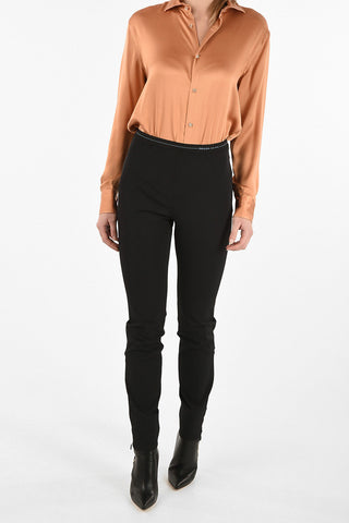 High-Rise Slim Fit Pants with logoed Band