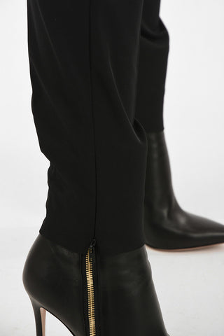 High-Rise Slim Fit Pants with logoed Band