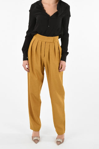 High Waist Double Pleat Palazzo Pants