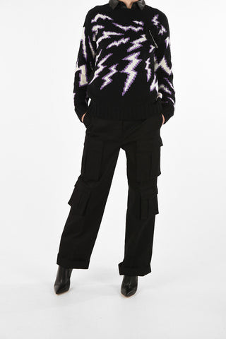 Wool and Cashmere Crewneck Sweater With Brooch