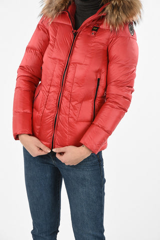 Nylon Down Jacket with Fur