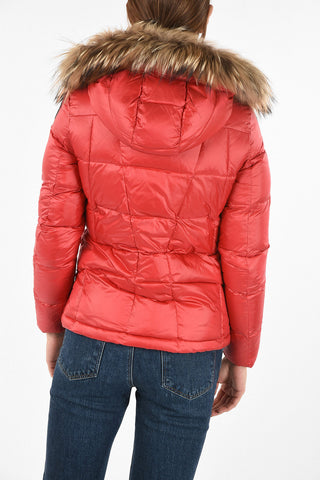 Nylon Down Jacket with Fur