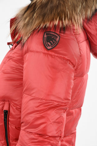 Nylon Down Jacket with Fur