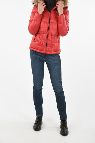 Nylon Down Jacket with Fur