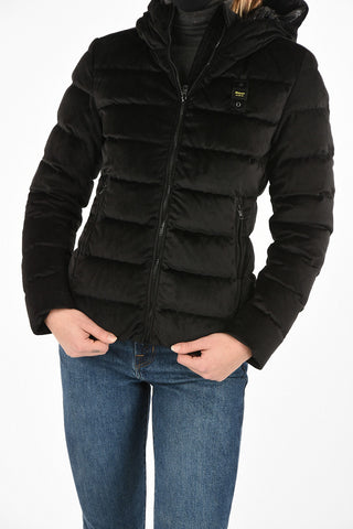 full zip velvet down jacket