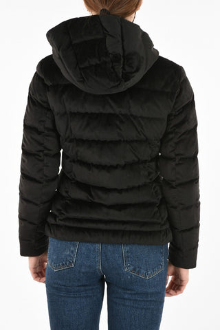 full zip velvet down jacket