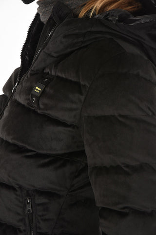 full zip velvet down jacket