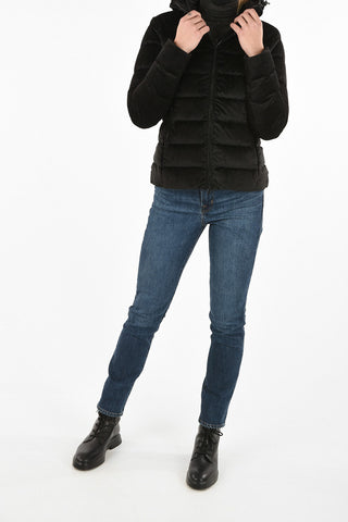 full zip velvet down jacket