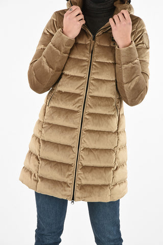 full zip velvet down jacket