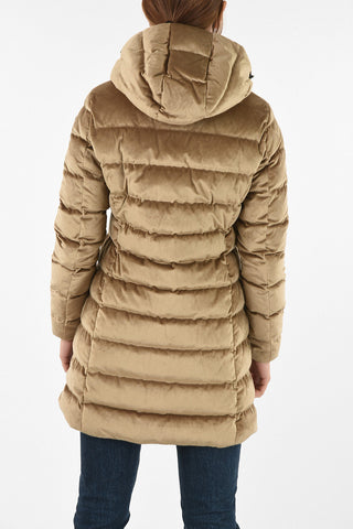 full zip velvet down jacket