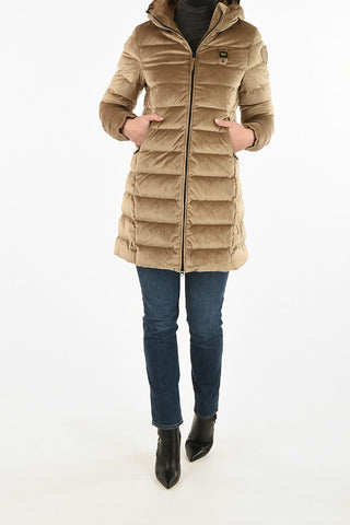 full zip velvet down jacket