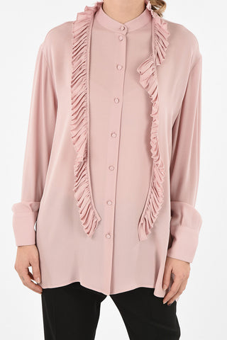 Silk Asymmetrical Tie Neck Shirt
