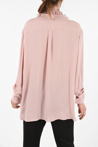 Silk Asymmetrical Tie Neck Shirt