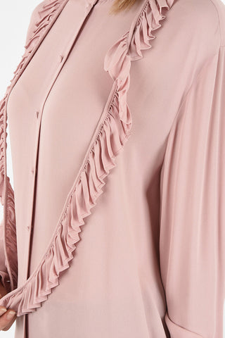 Silk Asymmetrical Tie Neck Shirt