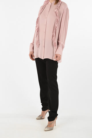 Silk Asymmetrical Tie Neck Shirt