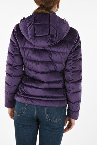 full zip velvet down jacket