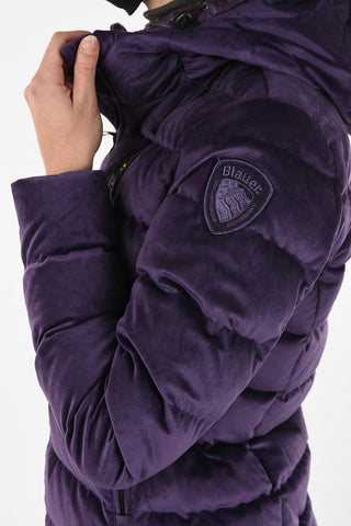 full zip velvet down jacket