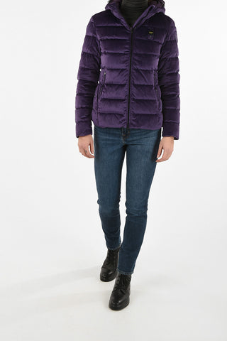 full zip velvet down jacket