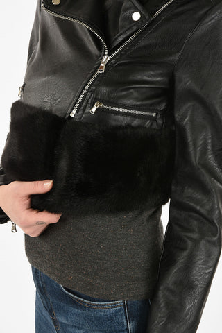 Faux Leather crop ROCK Biker Jackt with Faux Fur Applications