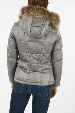 Nylon Down Jacket with Fur