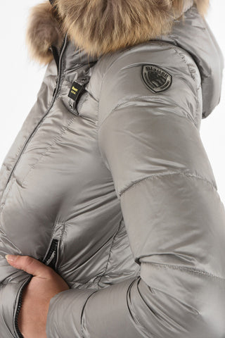 Nylon Down Jacket with Fur