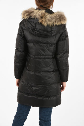 Nylon Padded Trench with Fur
