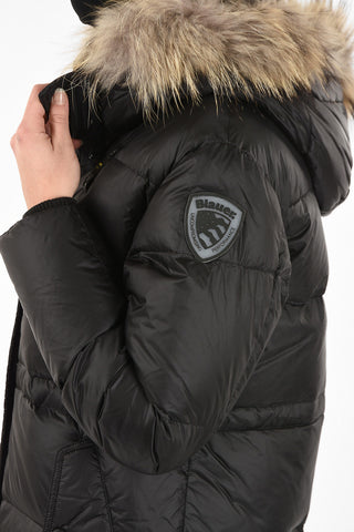 Nylon Padded Trench with Fur