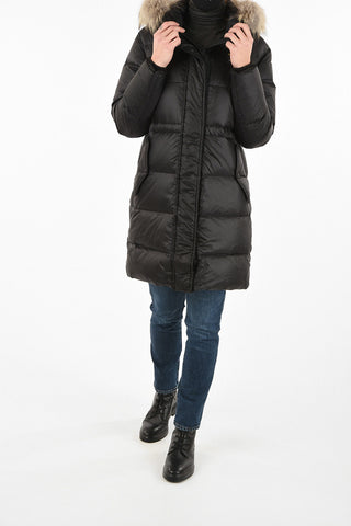 Nylon Padded Trench with Fur