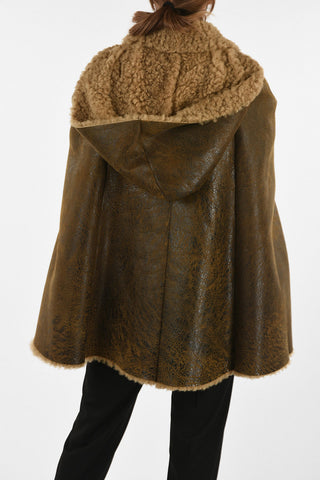 Cappa in Shearling con Cappuccio