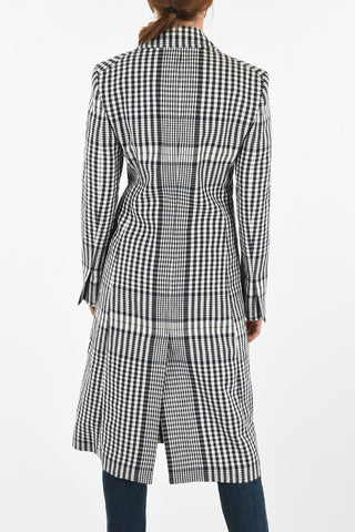 plaid flax double breasted trench