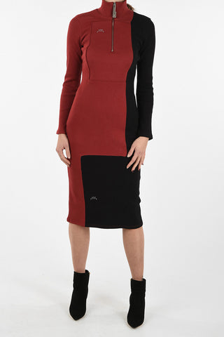 Ribbed below knee bodycon dress