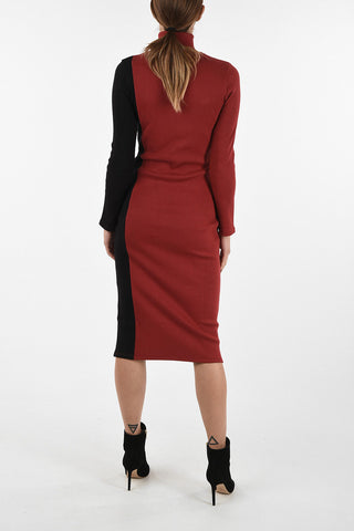 Ribbed below knee bodycon dress