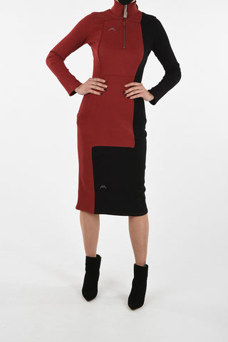 Ribbed below knee bodycon dress