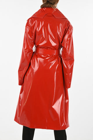Hidden Closure Waxed Cotton Coat With Belt