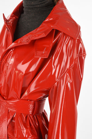 Hidden Closure Waxed Cotton Coat With Belt