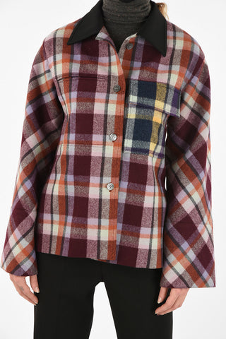 Plaid Jacket with flounce Sleeve
