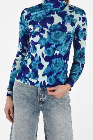 velvet Tie Dye-Print turtle-neck sweater
