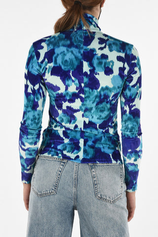 velvet Tie Dye-Print turtle-neck sweater