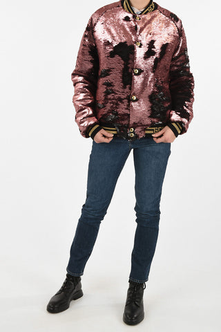 Snap Button sequined bomber