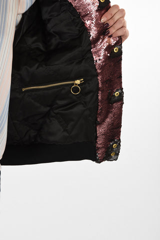 Snap Button sequined bomber