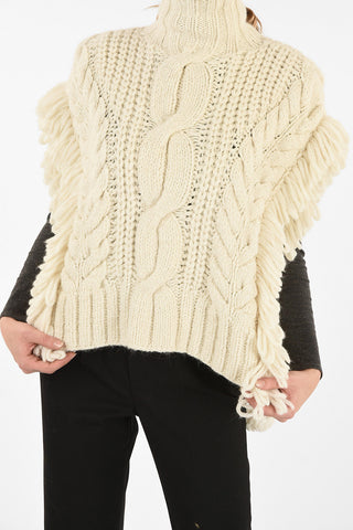 Poncho in Lana Di Alpaca a Trecce Smanicato