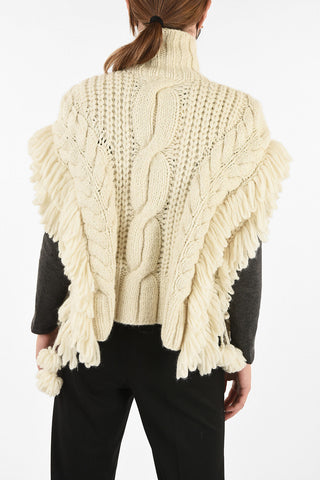 Poncho in Lana Di Alpaca a Trecce Smanicato