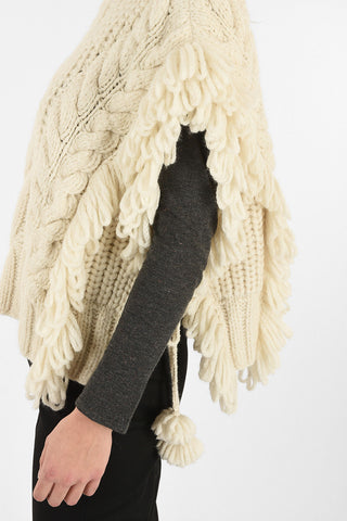 Poncho in Lana Di Alpaca a Trecce Smanicato