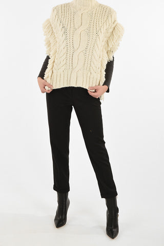 Poncho in Lana Di Alpaca a Trecce Smanicato