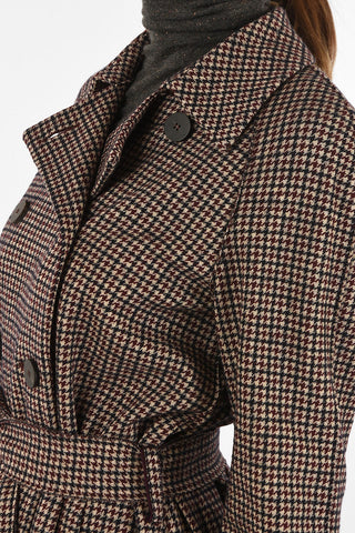 Houndstooth Double Breasted Coat