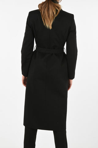 Hidden Closure Cotton Coat With Belt