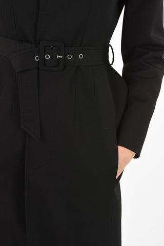 Hidden Closure Cotton Coat With Belt