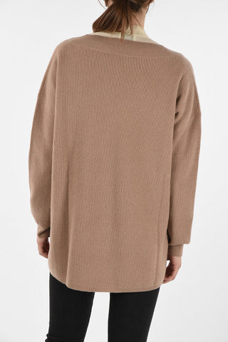 V-neck cashmere ribbed sweater